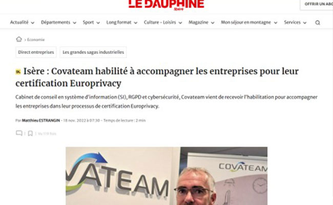 COVATEAM dans le Dauphiné Libéré